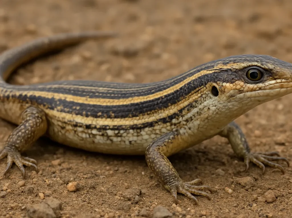 Scynk afrykański długopyski – Trachylepis quinquetaeniata