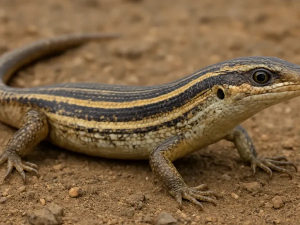 Scynk afrykański długopyski – Trachylepis quinquetaeniata