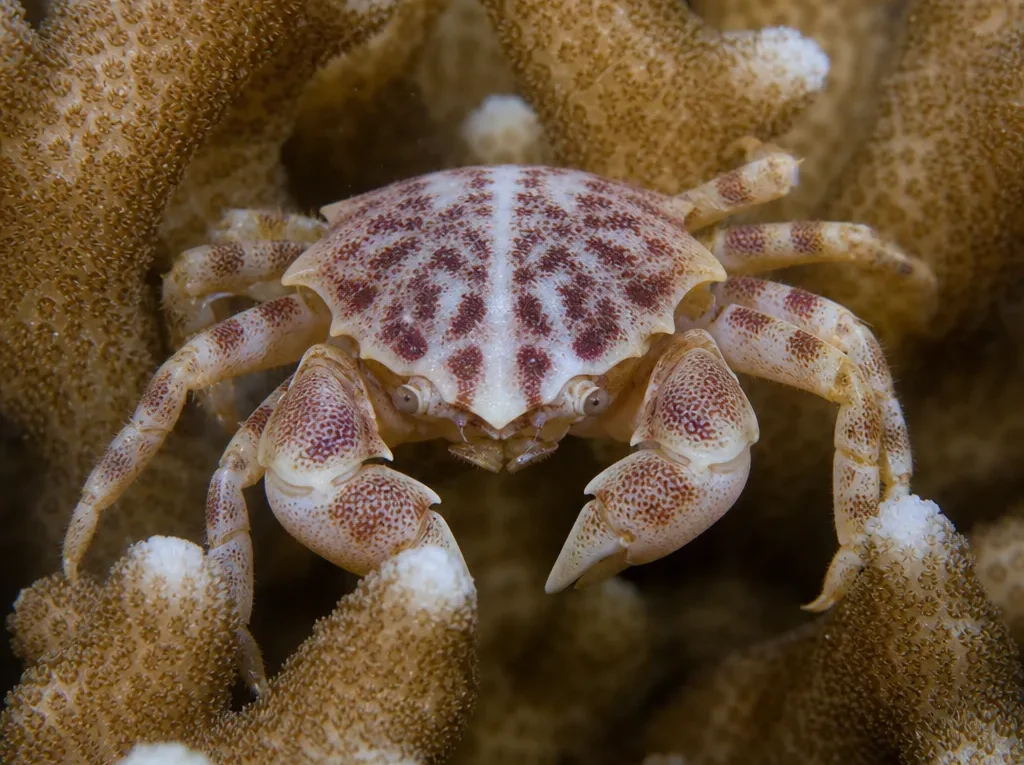Krab trójkątny z raf – Trapezia spp.