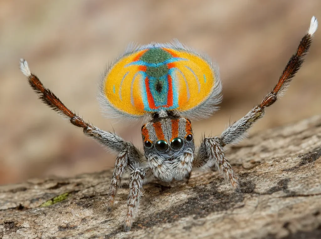 Pająk pawik latający - Maratus volans - pająk