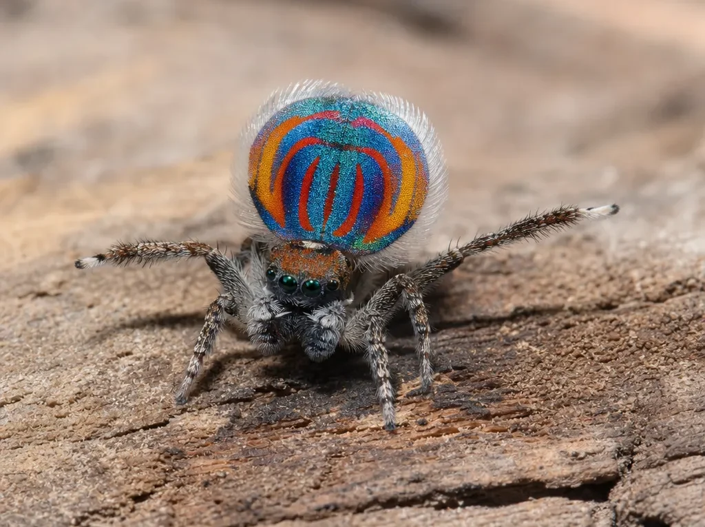 Pająk pawik błyszczący - Maratus splendens - pająk